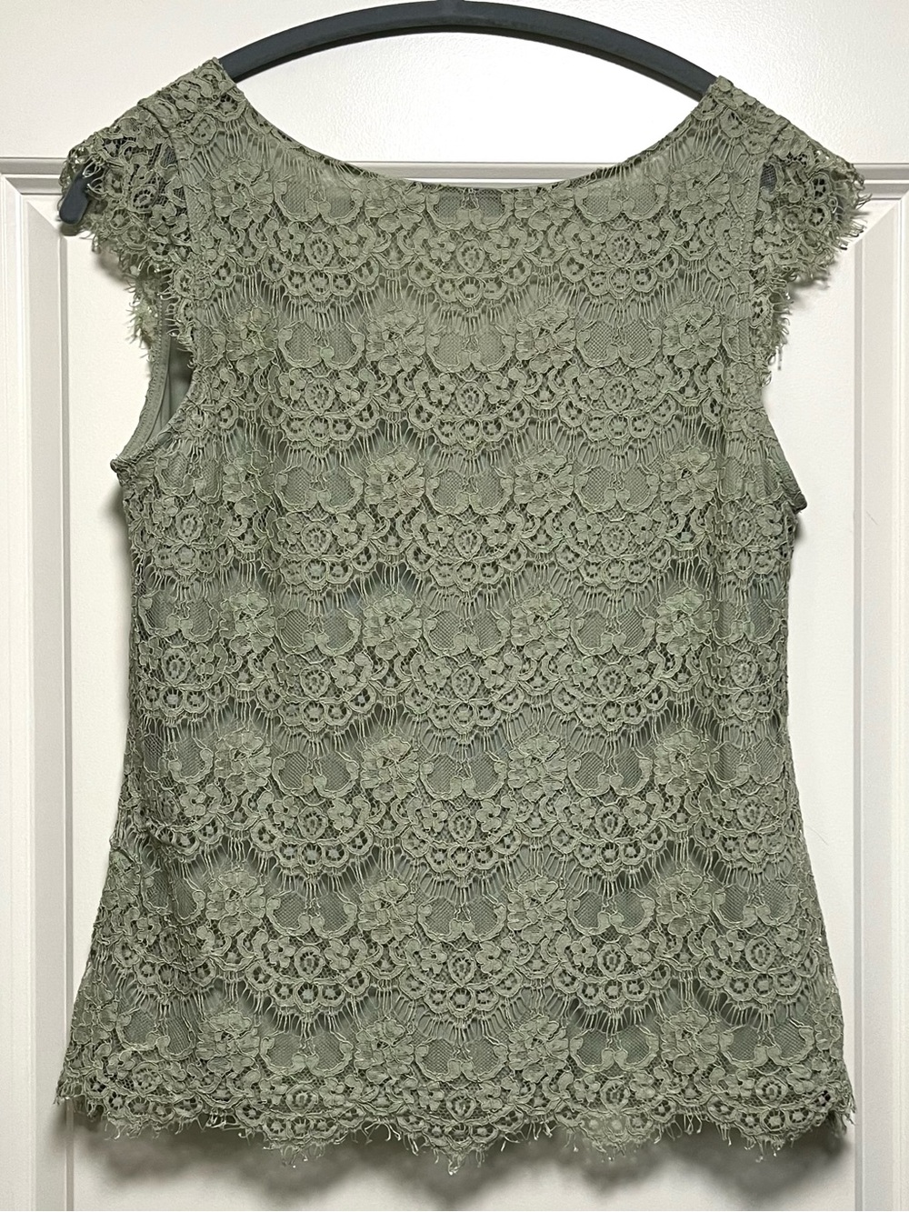 EUC The Limited Scandal Collection Lace Cap Sleeve Blouse Light Green Shell M
